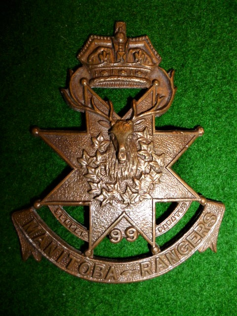 MM263 - 99th Manitoba Rangers Officer's Bronze Cap Badge, D.A. Reesor Maker 